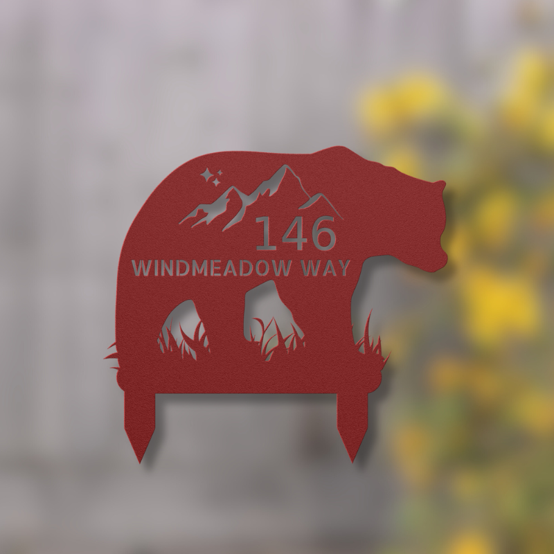 Customized Bear Address Yard Sign