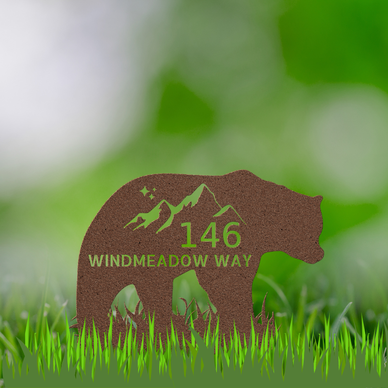 Customized Bear Address Yard Sign