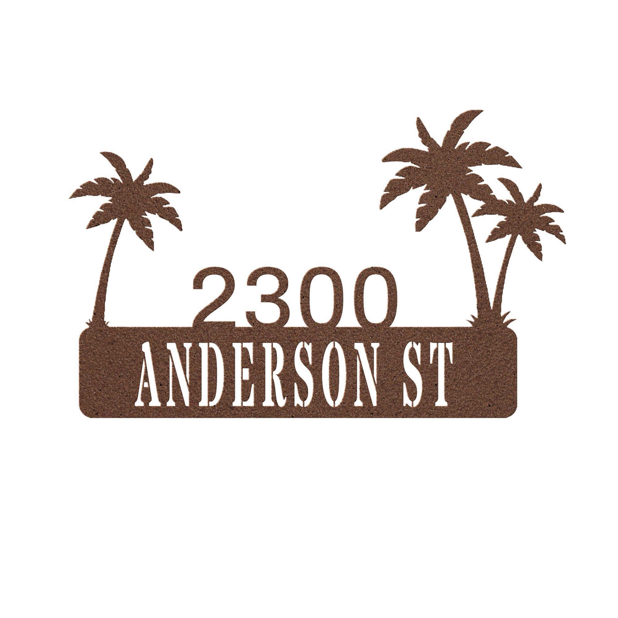 Palm Tree Address Metal Artwork