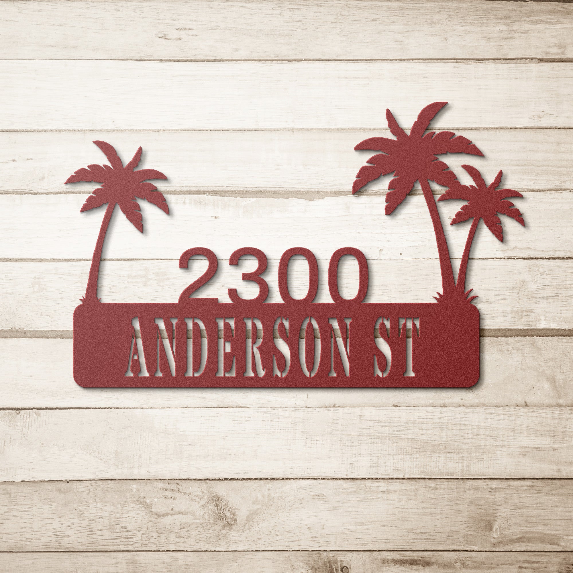 Palm Tree Address Metal Artwork