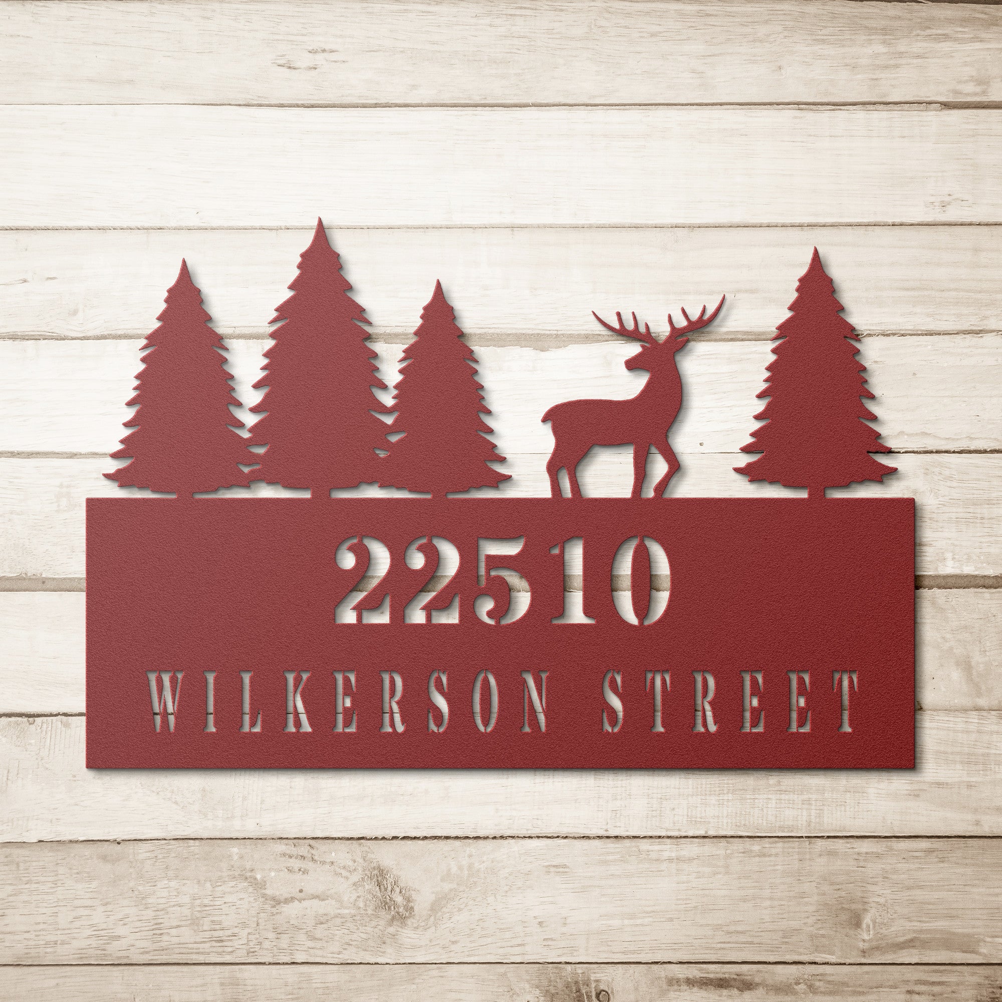 Personalized Deer Address Metal Wall Art