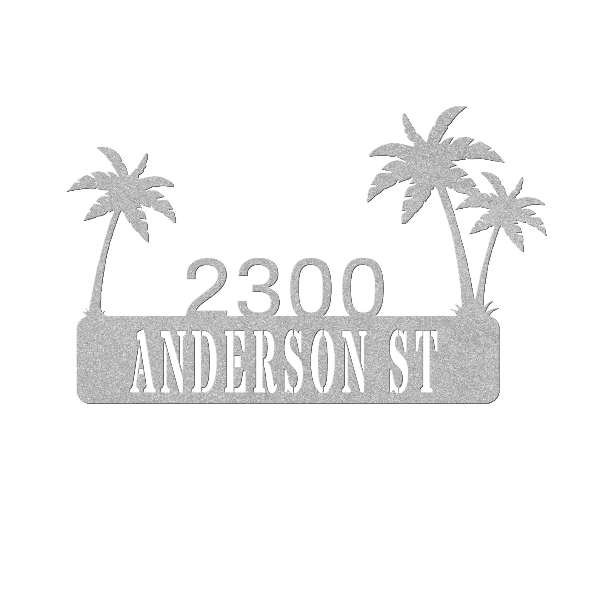 Palm Tree Address Metal Artwork