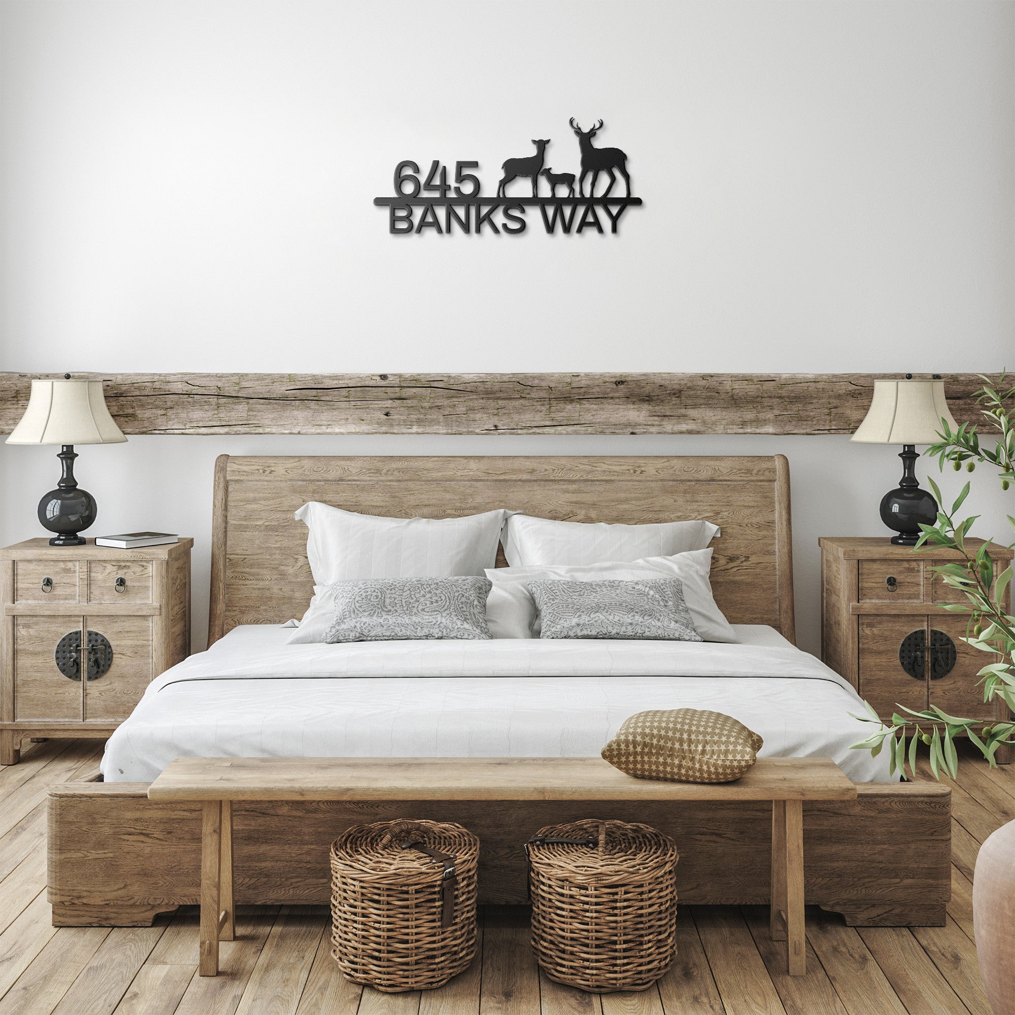 PERSONALIZED DEER ADDRESS METAL WALL ART