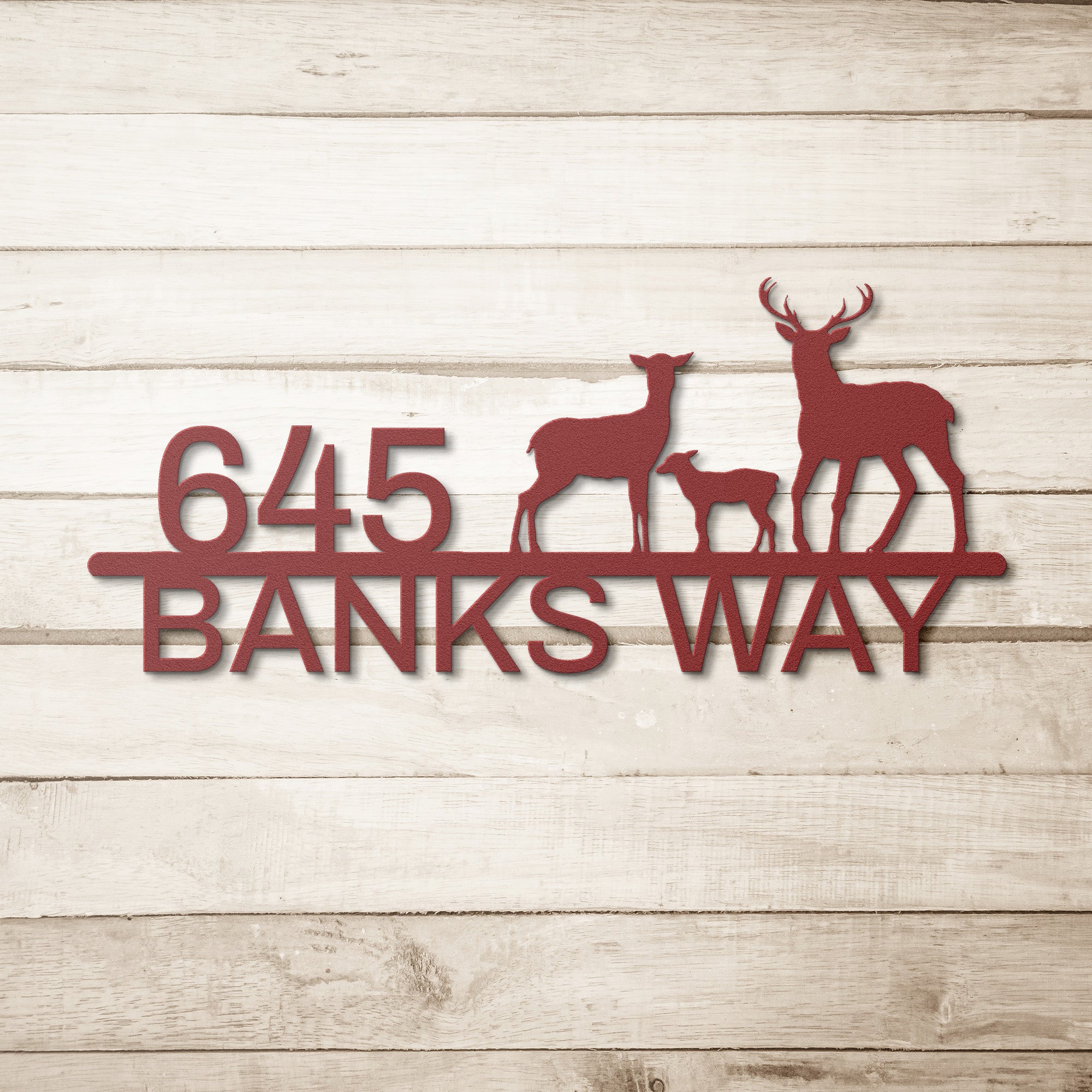 PERSONALIZED DEER ADDRESS METAL WALL ART