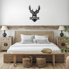 PERSONALIZED DEER MONOGRAM METAL WALL ART