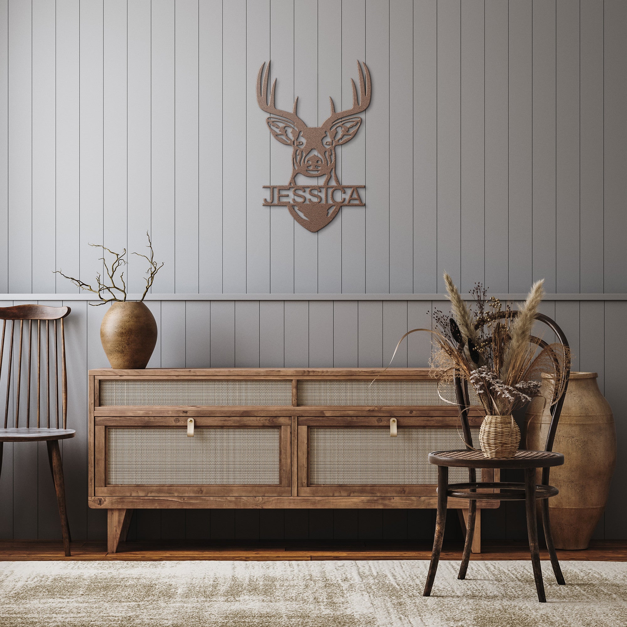 PERSONALIZED DEER MONOGRAM METAL WALL ART