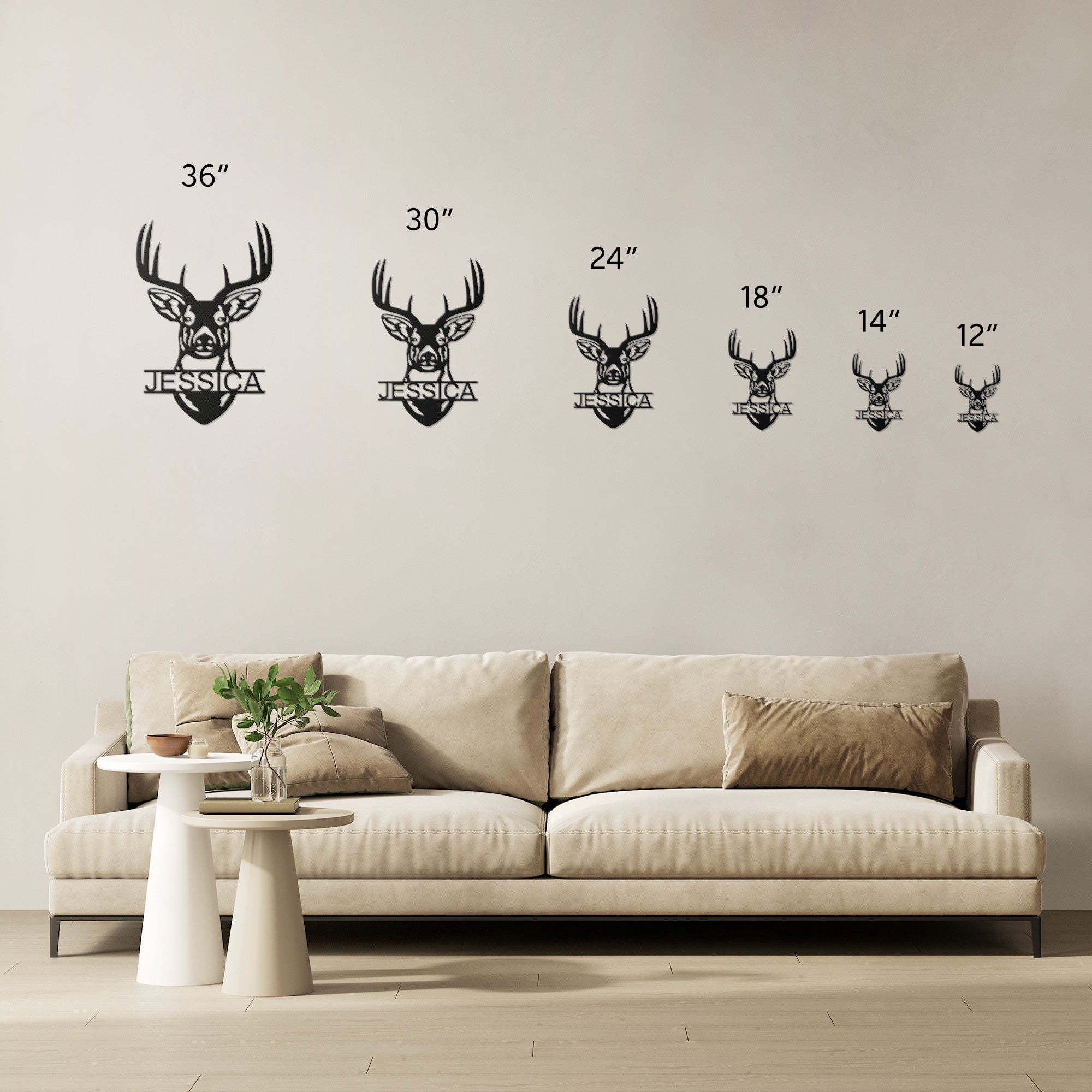 PERSONALIZED DEER MONOGRAM METAL WALL ART